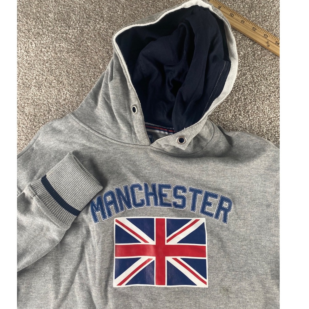 Great Britain Official Merchandise Manchester Union Jack Hoodie Gray Mens L Read